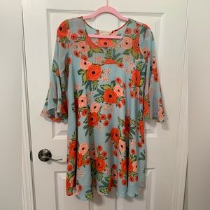 LAST CHANCE - Aqua Floral Paper Crown x Rifle Paper Co Dress